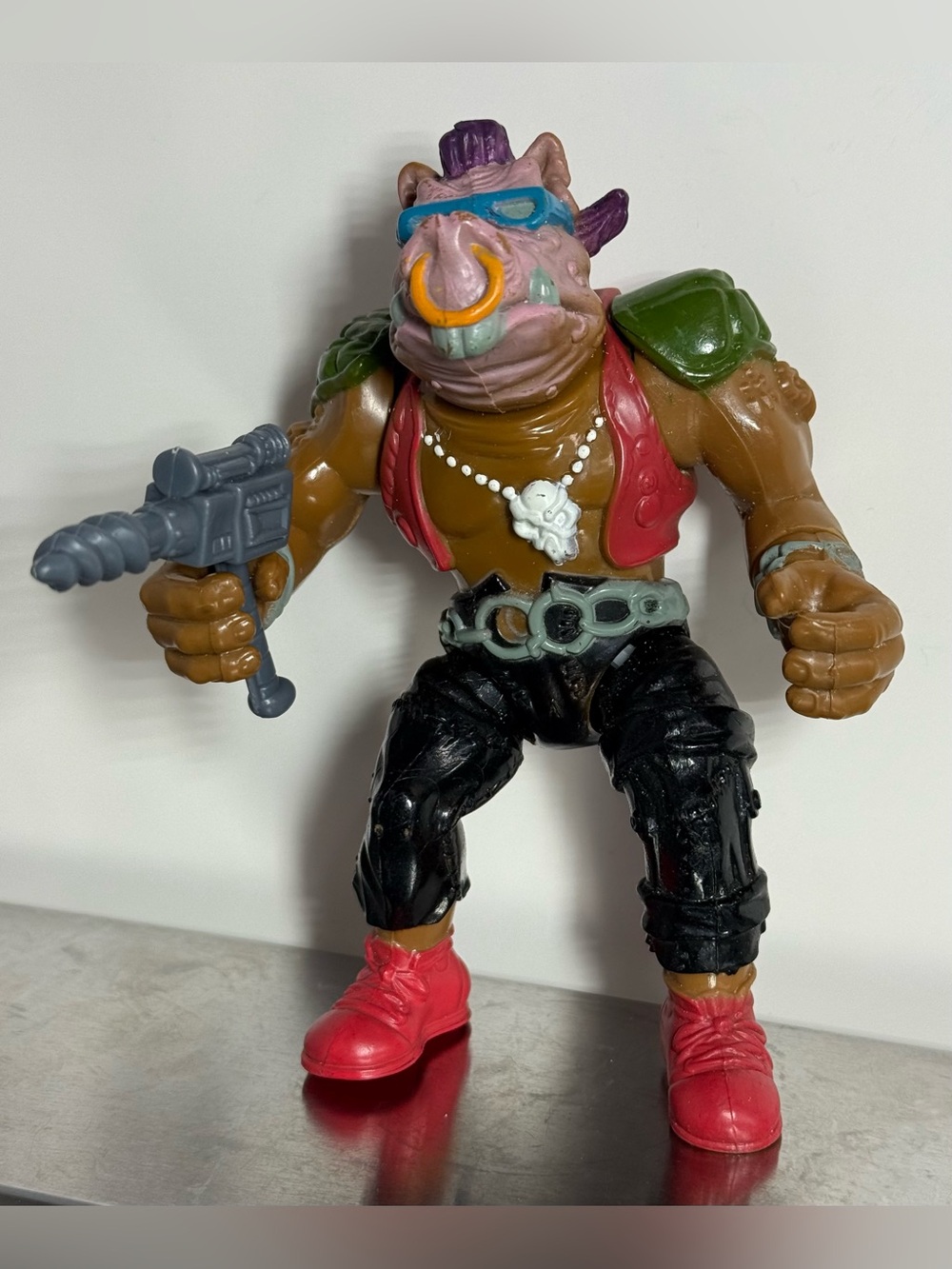 Vintage 1988 TMNT Bebop Action Figure Playmates (With Drill Weapon)